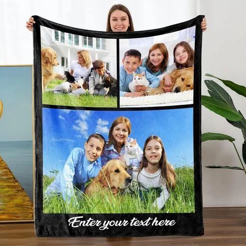 Vista 19 de Mantas personalizadas con fotos, manta personalizada con nombre de imagen para esposa, marido, novio, novia, aniversario, Navidad, cumpleaños, 1 Foto