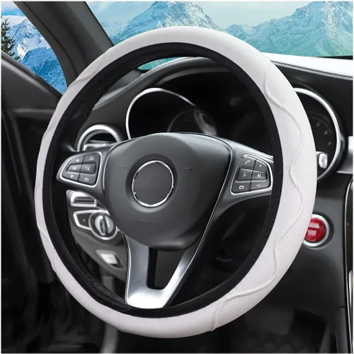 Vista 8 de Funda elástica para volante zipelo de 15 pulgadas, microfibra transpirable de seda de hielo, universal, antideslizante, para automóvil, cálida
