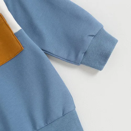 Vista 5 de WZTYYDS Conjunto de ropa de 2 piezas de manga larga con contraste de color y cordón para bebé, 0-3T