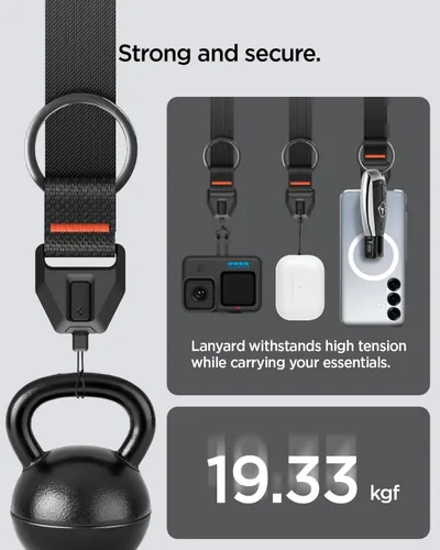 Vista 5 de Spigen Correa de muñeca universal con lengüeta de sujeción para iPhone, galaxia, píxel, cámaras, llaveros y cordón duradero, fácil de quitar