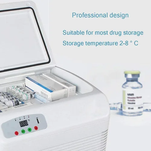 Vista 3 de Refrigerador portátil para automóvil, 12 litros, mini refrigerador, congelador, almacenamiento de vacunas con insulina, refrigeración o calentador