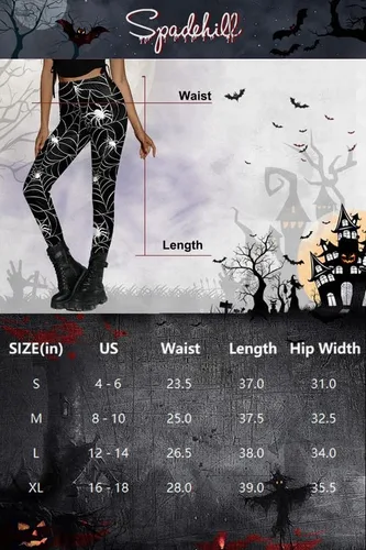 Vista 6 de Spadehill Leggings ajustados gráficos divertidos para mujer de Halloween
