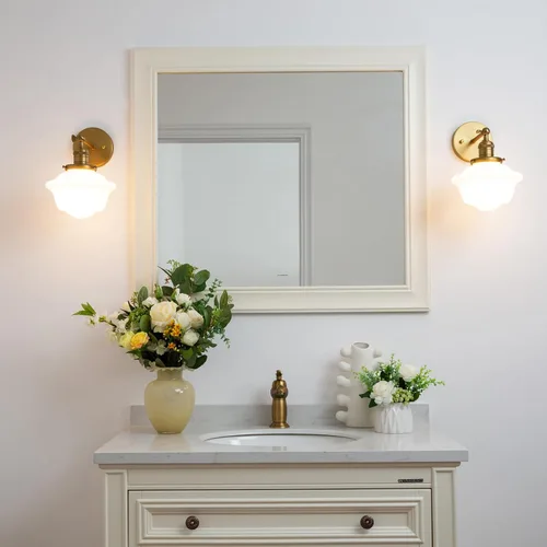 Vista 3 de Pathson Modern Wall Sconce, Milk White Bathroom Vanity Light Fixture, Wall Lighting for Bedroom Living Room Hallway Home Decor