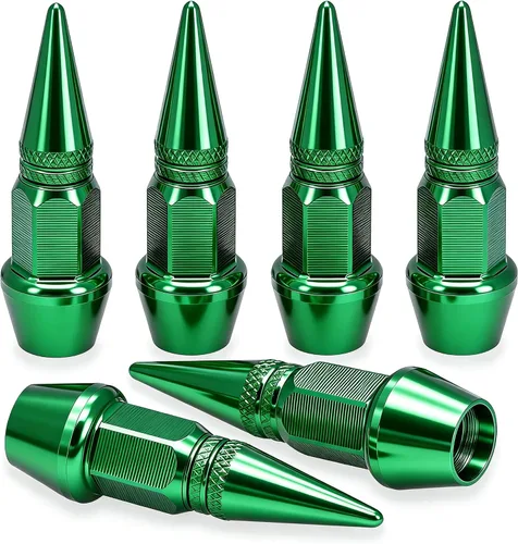 Vista 23 de 4 piezas de tapas de válvula de neumático con estilo púas, cubiertas de válvula de neumático universales de aleación de aluminio a prueba de polvo