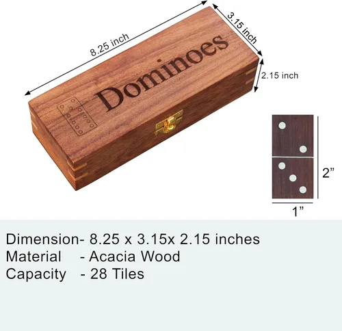 Vista 4 de Set de Dominós T one para Adultos con Caja de Madera (28 fichas) Dominós para Niños Juego de Fiesta Familiar Regalo
