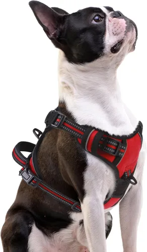 Vista 20 de PUPTECK Arnés táctico sin tirones para perro, tamaño mediano, arnés reflectante ajustable con asa para perro, de fácil control, cómodo y suave