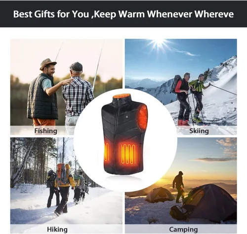 Vista 4 de SETTOK Men's Women's Heated Vest with 9 Heating Zones, 10000mAh Battery Pack Included, Lightweight Warm Electric Vest for Men