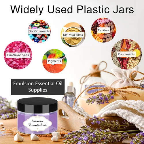 Vista 4 de PeacePeo Tarros de plástico con tapas, recipientes de slime de 4 onzas, 72 frascos de plástico transparente vacíos, recipientes de cosméticos
