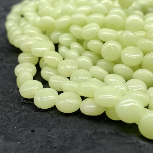 Vista 4 de ABCGEMS - Cuentas de aragonita mexicana verde oliva que brillan en la oscuridad (calcita de cueva, extremadamente raras), piedra de energía