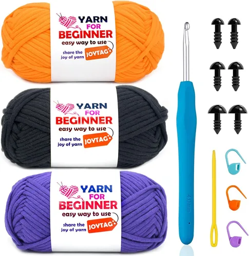 Vista 44 de Hilo de Ganchillo para Principiantes Verde Manzana Hilo de Algodón para Tejer y Tejido - Kit de Ganchillo para Principiantes - 3 * 50g