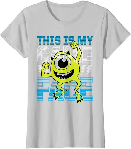 Vista 23 de Disney Pixar Monsters Inc. Mike Wazowski Game Face Camiseta Negro