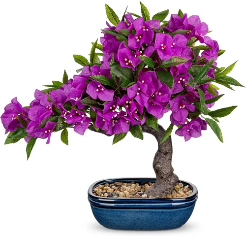 Vista 7 de Briful Planta artificial de buganvilla de 20.8 pulgadas, árbol bonsái de buganvilla con maceta negra, centro de mesa floral de buganvillas de seda