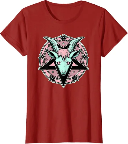 Vista 44 de Camiseta Kawaii Paste Creepy Goat Pentacle, Negro
