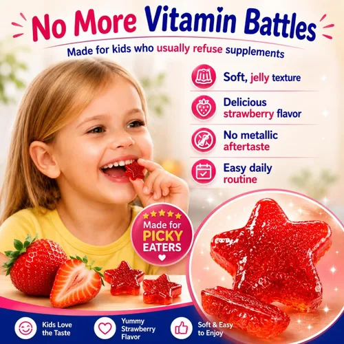 Vista 5 de Gomitas suaves de hierro para niños, hierro con vitamina C, D B12, zinc