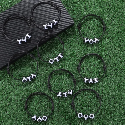 Vista 8 de Regalos de fiesta de fútbol, 40 unidades, pulseras inspiradoras ajustables con dijes de fútbol, béisbol y baloncesto (fútbol)