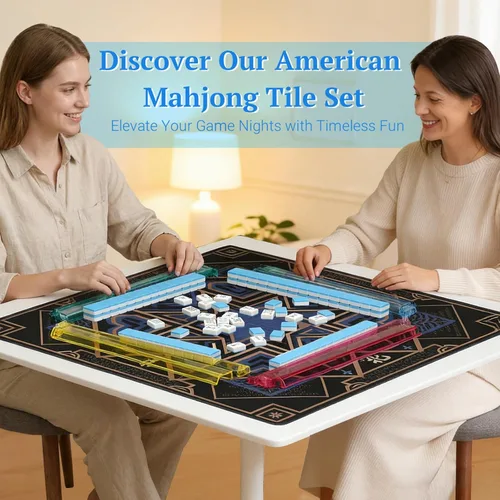 Vista 2 de American Mahjong Tile Set, 166 Juego completo de Mahjong Azul