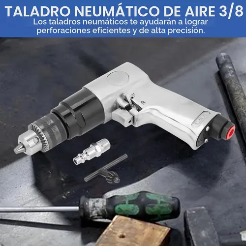 Vista 4 de Taladro neumático de aire de 3/8", herramienta de rotación reversible de alta velocidad de 1700rpm para perforar en paredes, pisos, placa de hierro