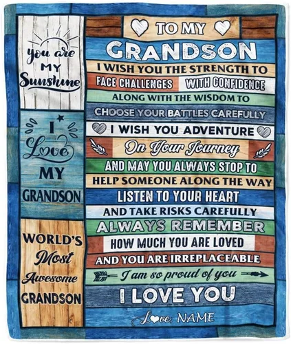 Vista 15 de Manta personalizada con texto en inglés «To My Grandson from Grandma Grandpa You Will Never Lose Lion Nison», manta de forro polar personalizada