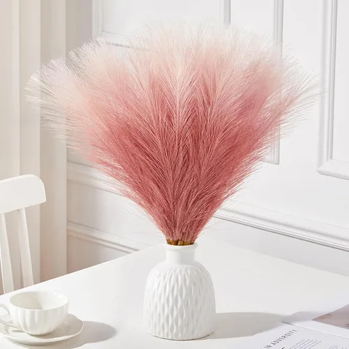 Vista 25 de Serwalin Decoración de zacate de las pampas rosa intenso, rosa rubor y rosa, 17.7 pulgadas 6 piezas de zacate de las pampas sintético, zacate A Abby
