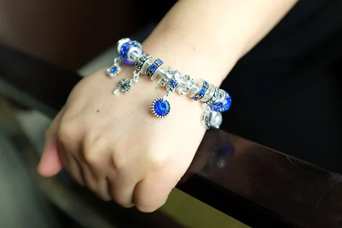Vista 6 de Falari Pulsera de piedra natal, cuentas multicolor en tono plateado, Metal