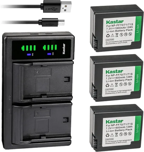 Vista 6 de Kastar NP-FF70 LTD2 - Cargador de batería USB compatible con Sony DCR-IP200K, DCR-IP210, DCR-IP210E, DCR-IP220, DCR-IP220E, DCR-IP220K, DCR-IP45