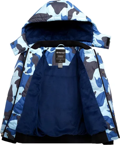Vista 3 de Wantdo Abrigo acolchado de invierno para niño, resistente al agua, con capucha extraíble