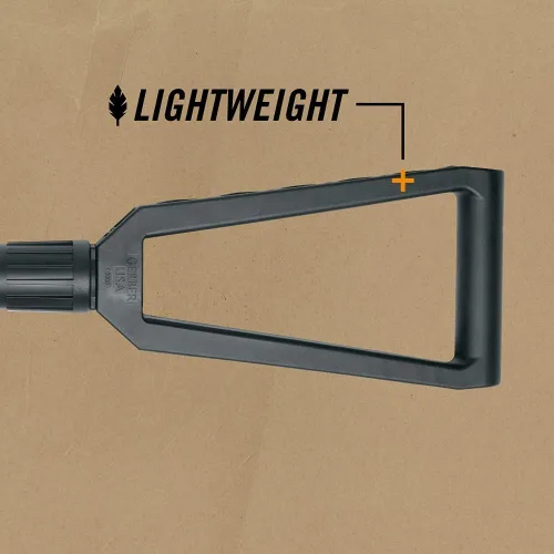 Vista 4 de Gerber Gear E-Tool - Pala plegable para campamento, borde de hoja dentada y mango de nailon relleno de vidrio, 2 pies, color negro