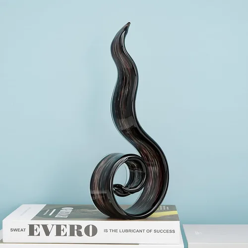 Vista 5 de Estatua de escultura de vidrio soplado a mano de 11.4" de altura, escultura de estilo Murano, ornamento de arte, figuras decorativas para decoración