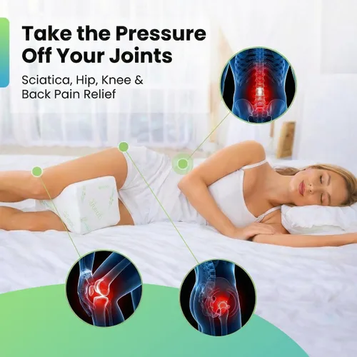 Vista 2 de Sacred Thread Almohada de rodilla de espuma viscoelástica para dormir de lado, almohada de piernas para dormir de lado con rayón derivado