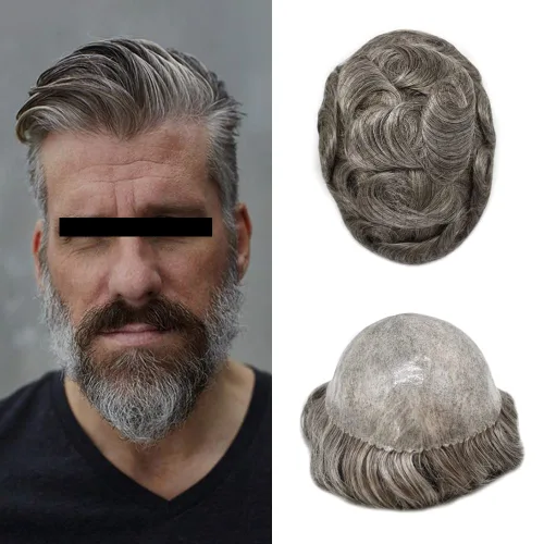 Vista 26 de Extensiones de pelo y tupés para hombre, sistema de cabello humano de poliéster completo para hombre, postizo de repuesto para hombre, protesis