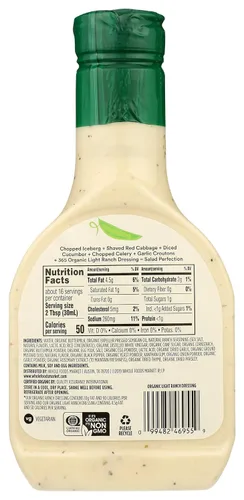 Vista 2 de 365 by Whole Foods Market, Aderezo Ranch Ligero Orgánico, 16 Fl Oz