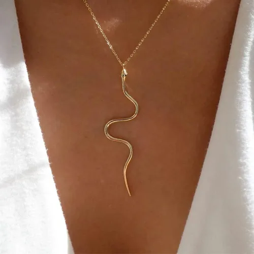 Vista 4 de Caiyao Collar de serpiente de oro y plata para mujer, collar de serpiente cobra, collar con colgante de serpiente, collar de oro para mujer, collar