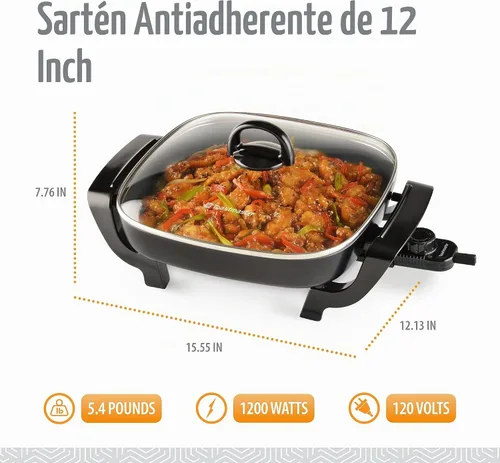 Vista 2 de Toastmaster - Sartén eléctrica antiadherente de 12 pulgadas