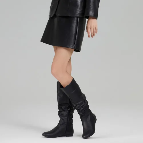 Vista 7 de Rollda Botas altas hasta la rodilla para mujer, botas planas con cremallera lateral, botas de otoño para mujer
