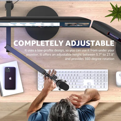 Vista 4 de IXTECH Brazo de Micrófono para Escritorio, Brazo de Micrófono Giratorio de 360° de Bajo Perfil, Brazo de Micrófono Ajustable con Columna Desmontable