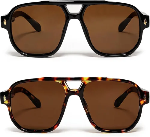 Vista 13 de VISOONE Retro Aviator Sunglasses for Men Women UV400 Vintage Shades