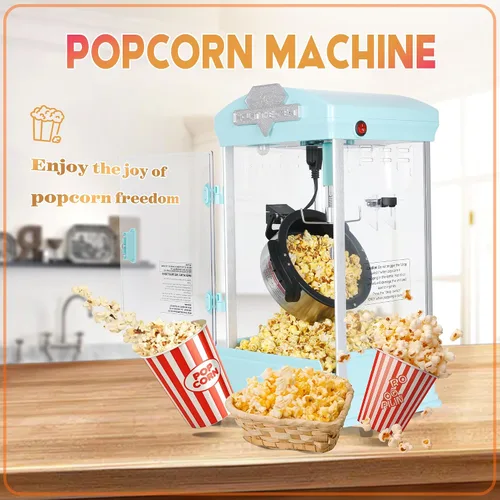 Vista 3 de Portable Popcorn Maker Machine with 8 Ounce Kettle, Commercial Popcorn Popper with Measuring Spoon & Measuring Cup for Parties, Events, Home Theater
