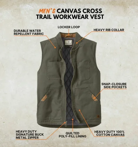Vista 2 de Legendary Whitetails Chaleco Cross Trail de lona para hombre Militar