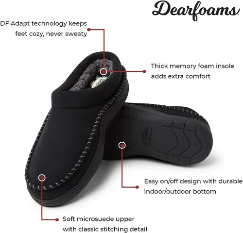 Vista 2 de Dearfoams Men's Thompson Cozy Memory Foam Indoor Outdoor Clog House Slipper