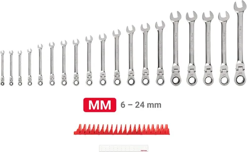 Vista 15 de TEKTON Juego de llaves combinadas con cabeza flexible de 12 puntos, 19 piezas (6-24 mm) WRC95003