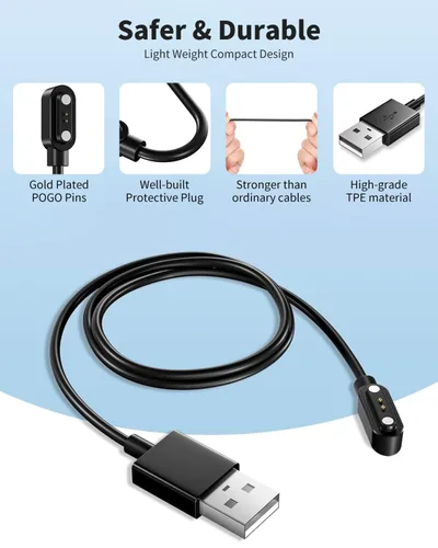 Vista 4 de Cargador de reloj inteligente para Hingso IDW19 2 pies/23.6 in 2 pines USB Cable de carga magnético portátil para Hingso IDW19