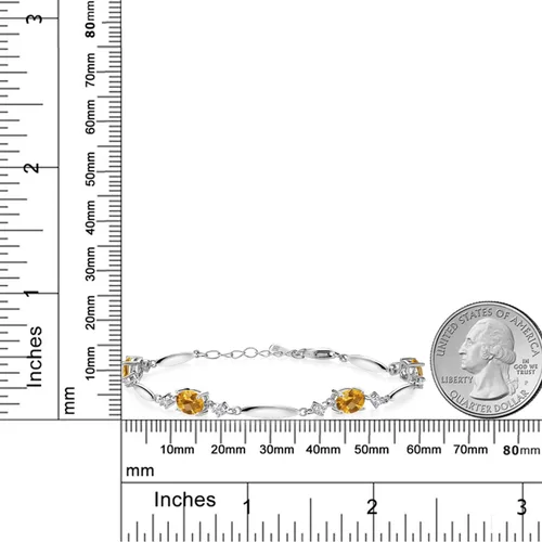 Vista 12 de Gem Stone King 925 Sterling Silver Gemstone Birthstone and White Created Sapphire Tennis Bracelet For Women Oval 7X5MM and 2MM 6 Inch + 1 Inch