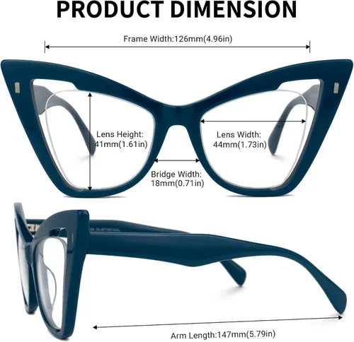Vista 5 de Zeelool Elegantes gafas de mariposa para mujer con lente transparente sin receta Asta JGA706778, Azul