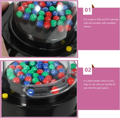 Vista 4 de Amosfun Mini máquina de lotería portátil para sorteo para juegos de fiesta, entretenimiento para niños, 4.33 x 4.21 x 4.21 pulgadas, ligero