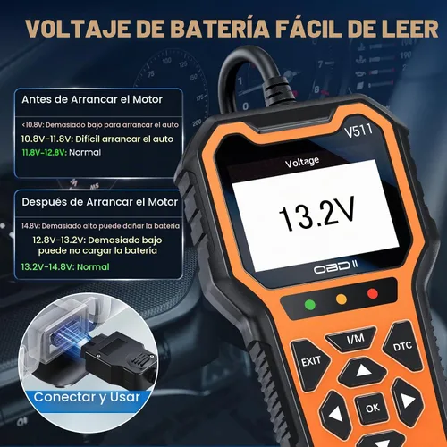 Vista 8 de Herramienta de diagnóstico del escáner V511 OBD2, lector de código de coche con luz de verificación del motor, preparación I/M, DTC, probador