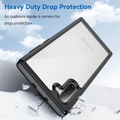 Vista 3 de Funda para Samsung Galaxy Note 10 [360 parachoques de goma completa y cubierta trasera transparente de PC] a prueba de golpes dura ultrafina funda