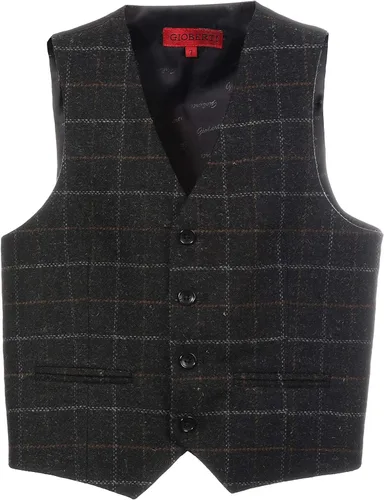 Vista 8 de Gioberti Chaleco de traje formal a cuadros Tweed para niño 63 - Gráfico Marrón