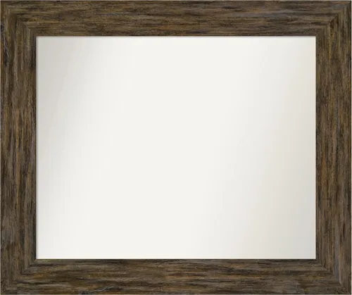 Vista 83 de Amanti Art Espejo personalizado, espejo de baño marrón Fencepost, espejo de pared o espejo de tocador de baño sobre el fregadero (27 x 27 pulgadas)