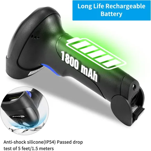 Vista 4 de NetumScan - Escáner de código de barras inalámbrico 1D 2D con soporte, escáner de código QR automático portátil compatible con escaneo de pantalla