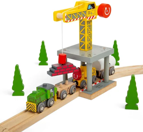 Vista 4 de Bigjigs Rail Grúa amarilla grande magnética - Otras marcas principales de carriles de madera son compatibles